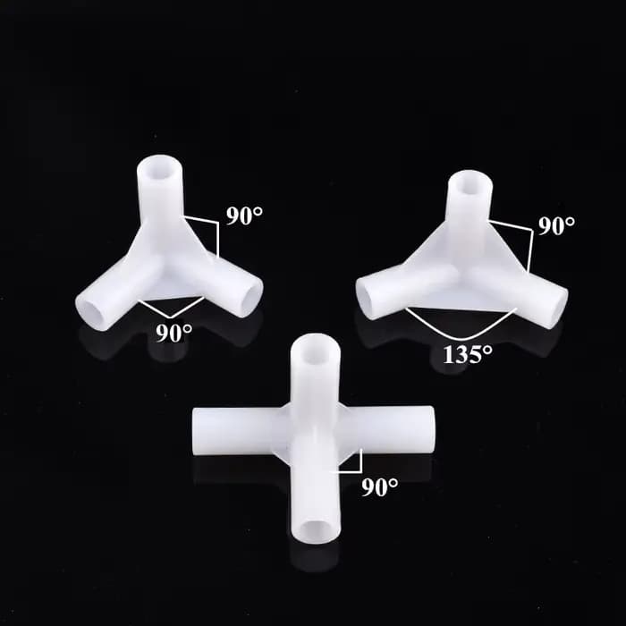 Connecteur d'eau en T coudé droit PE de 8mm, Joint à 4 voies, adaptateur de tuyau PE de 90 à 135 deg