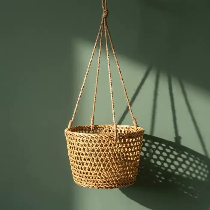 Support de pot de fleurs suspendu en rotin pour plantes d'intérieur et d'extérieur