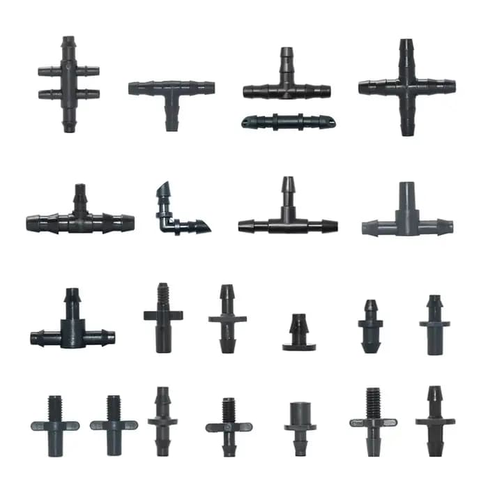 Connecteurs de tuyaux d'arrosage 1/81/4 ", coude en T barbelé, prise d'extrémité transversale, systè