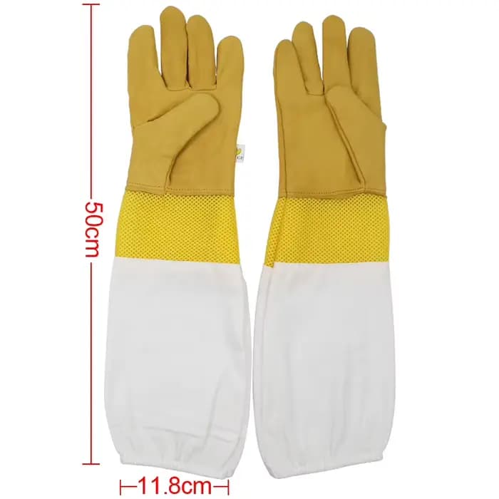 Gants pour apiculture, manches de protection en maille courte jaune, cuir et tissu respirants, gants