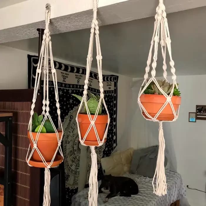 Plante suspendue en macramé faite à la main, Pot de fleur, jardinière, décoration murale, cour, jard
