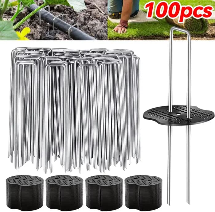 100-400 Pcs Piquets de jardin en U avec rondelles amortissantes