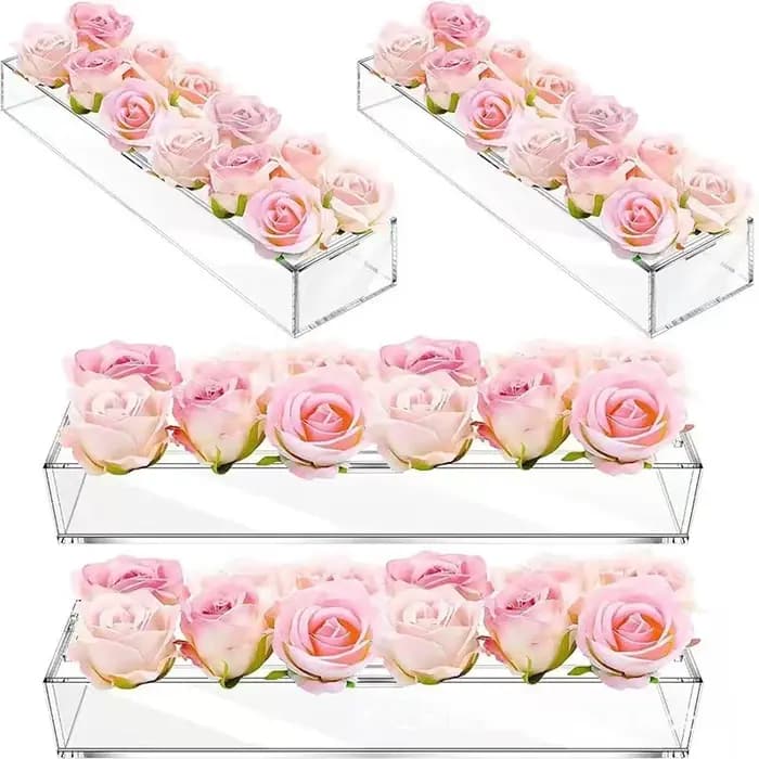 Pot de Base Rectangulaire en Acrylique Transparent pour Arrangement de Fleurs
