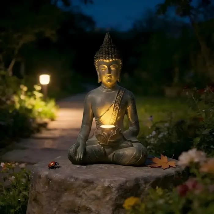 Statue de bouddha avec lumière solaire
