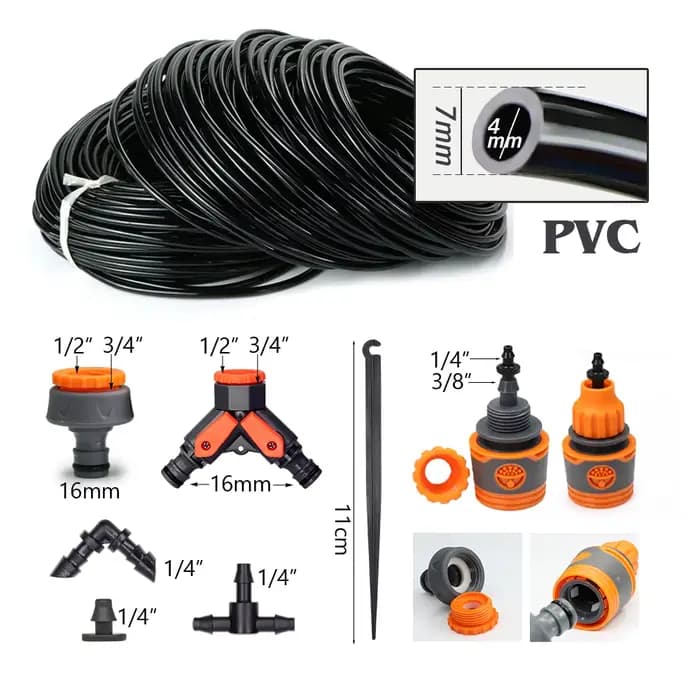 Système d'irrigation goutte-à-goutte automatique avec minuterie et capteur de pluie, 5-50m, tuyau de