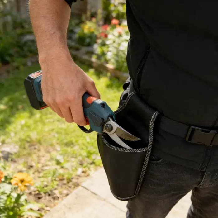 Sacoche de ceinture pour outils de jardin avec cisailles électriques et ciseaux