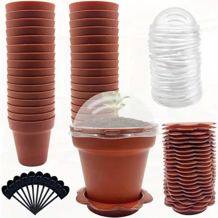 Pot de fleur en forme de tasse en papier avec couvercle d'humidité, petit Pot de pépinière en plasti