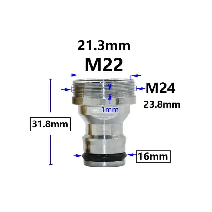 Coupleur de robinet d'eau en laiton argenté M16 M18 M20 M22 M24 M28, raccords de connecteur fileté p