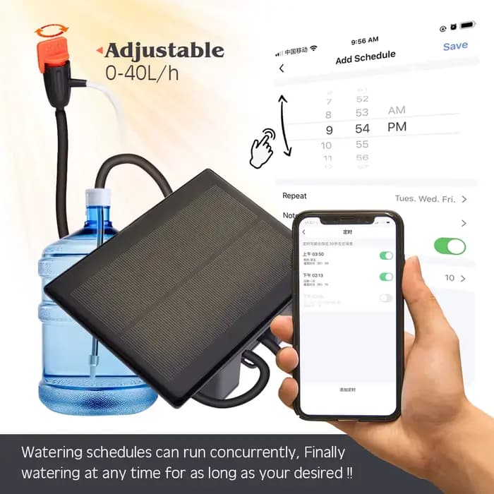 Tuya-Kit d'irrigation goutte-à-goutte automatique, pompe solaire avec minuterie, système d'arrosage