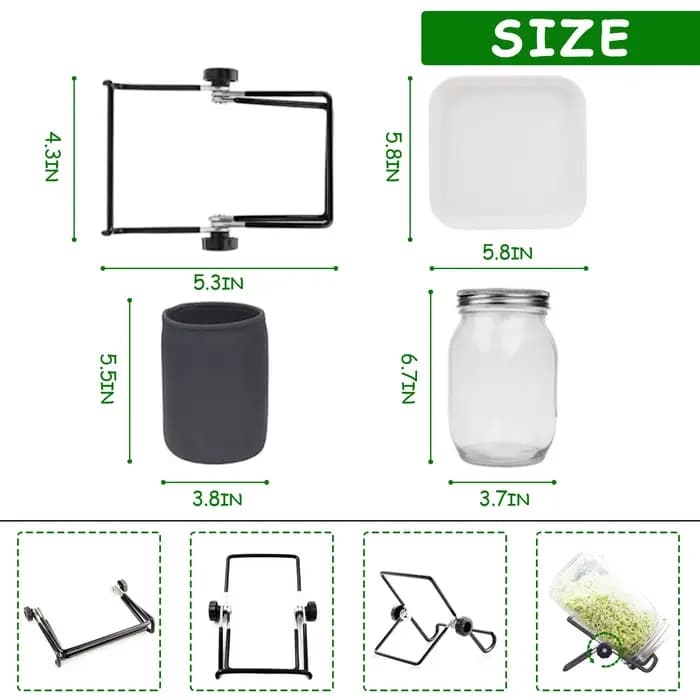 Kit de pot de germination de graines, Kit de culture de germes de haricots en verre Durable avec cou
