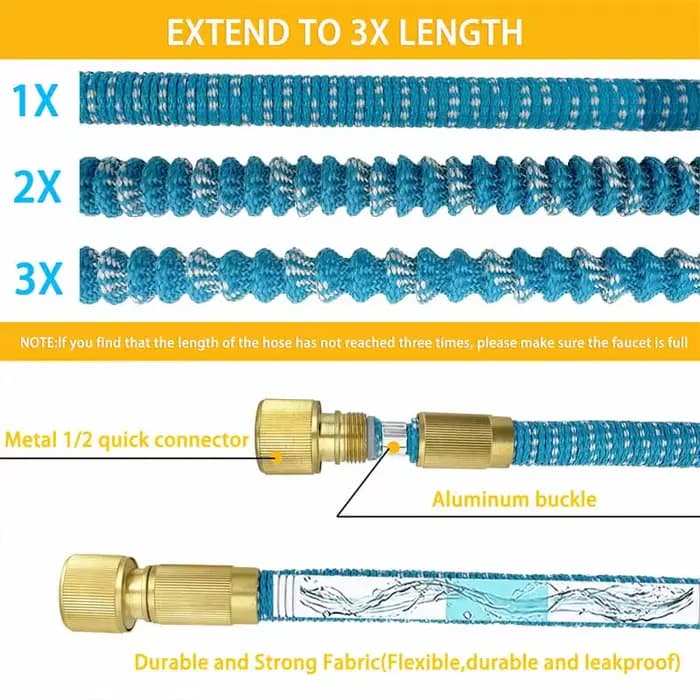Tuyau d'arrosage extensible 25-125FT