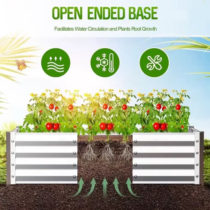 Kit de jardinière en acier galvanisé 4x2x1 pieds, grande jardinière sans fond pour jardinage et plantation en extérieur