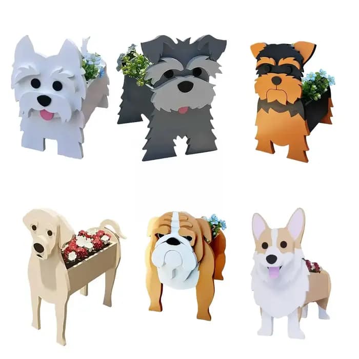 Jardinière de fleurs en PVC, Animal mignon, bricolage, chien de compagnie, décoration de jardin en pot, support de conteneur de plantes, Pots de fleurs de jardin, Orname