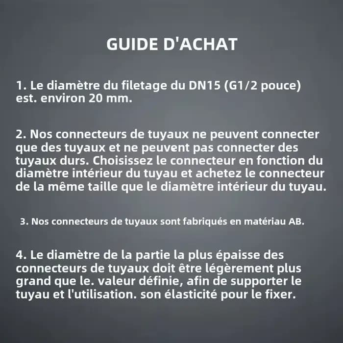 Connecteur de tuyau femelle G1/2 pouces DN15
