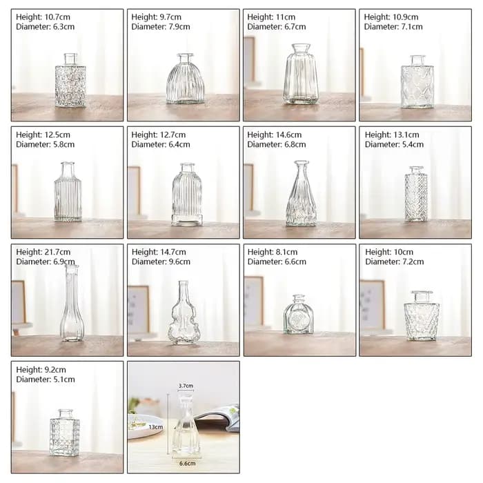 Vase en verre transparent vintage français ornemental à large ouverture pour pot de fleurs de table