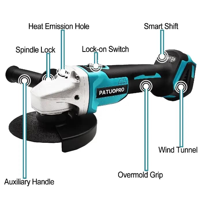 PATUOPRO-Meuleuse d'angle électrique sans balais, machine de découpe sans fil, outil électrique de p