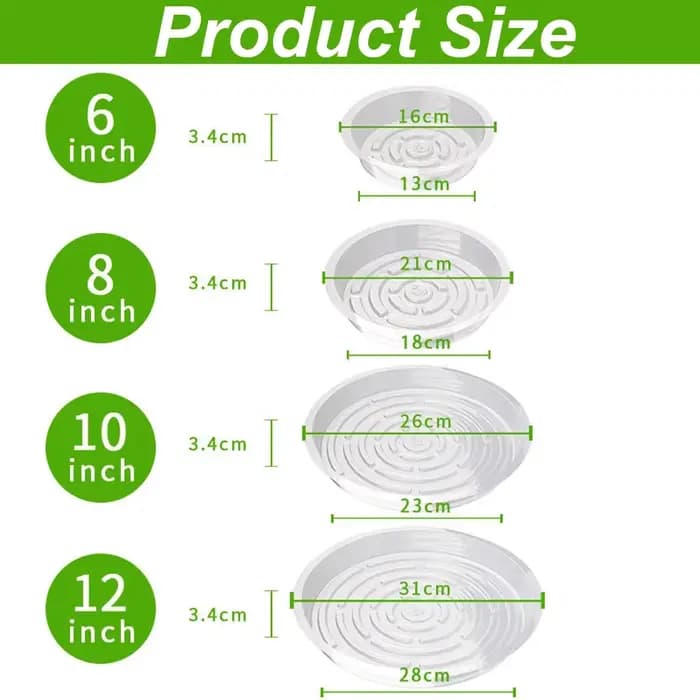 Plateaux d'égouttement de plantes en plastique, ronds et transparents, robustes, pour intérieur et e