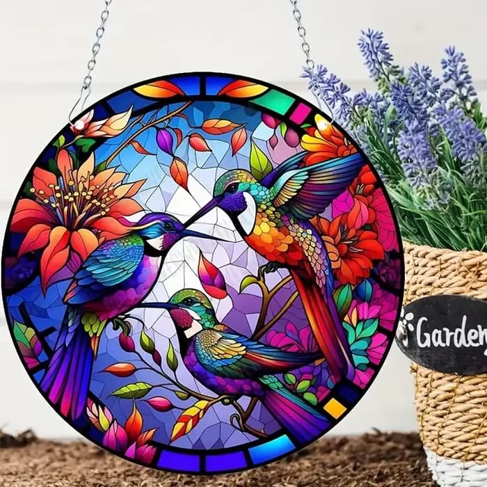 1pc trois colibri capteur de soleil fenêtre suspendue, jardin cour intérieur extérieur capteur de so