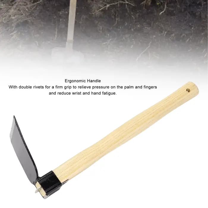 Houe à main de jardinage légère en acier au carbone avec manche ergonomique en bois pour le désherbage domestique