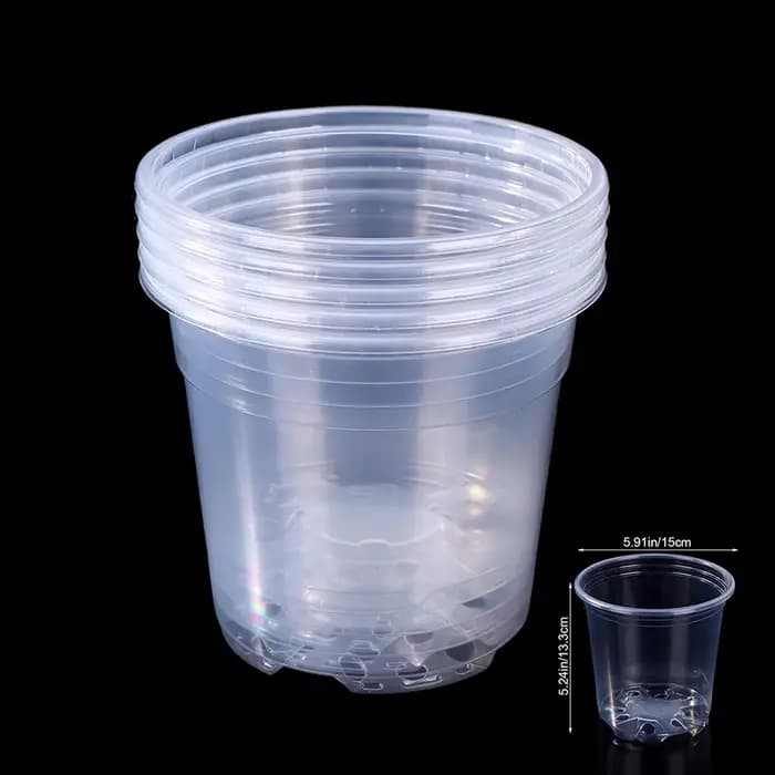 Pot de fleurs en plastique transparent avec trou de drainage