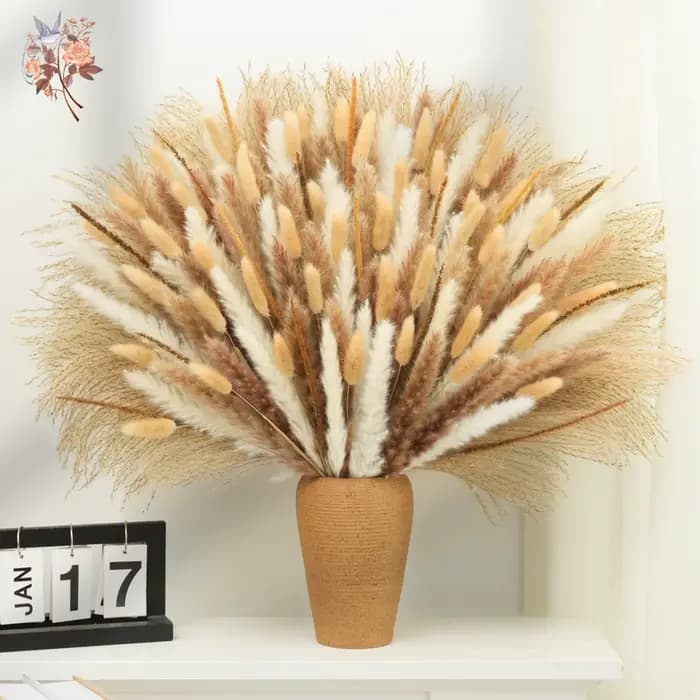 Bouquet de 150 tiges de fleurs de pampa naturelles séchées