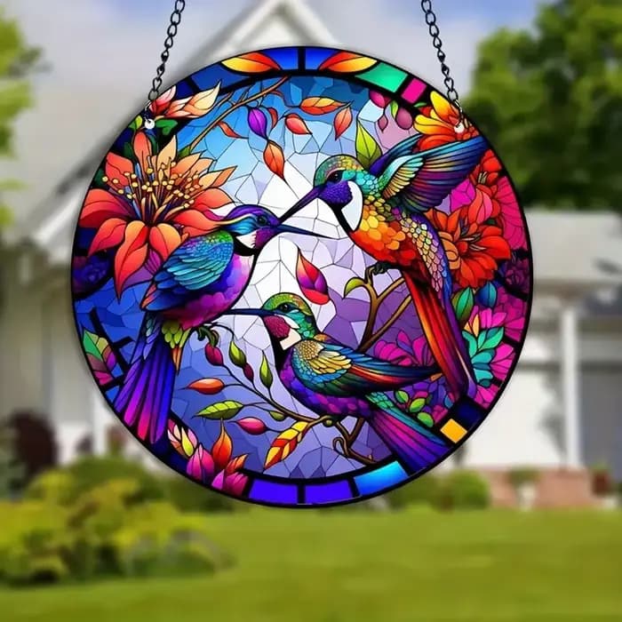 1pc trois colibri capteur de soleil fenêtre suspendue, jardin cour intérieur extérieur capteur de so