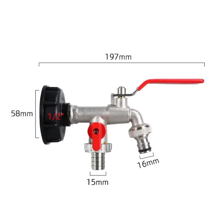 Robinet Cuve 1000L S60X6 IBC Raccord Robinet avec raccord de tuyau 1/2"