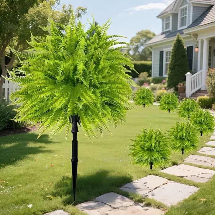 2 pièces de fougères artificielles de Boston avec piquet de fixation pour l'été