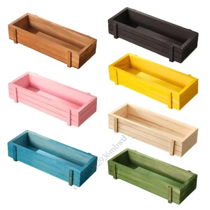 K43D Pot fleur en bois naturel durable avec trous flux d'air idéal pour les herbes cacti faciles à déplacer décoration