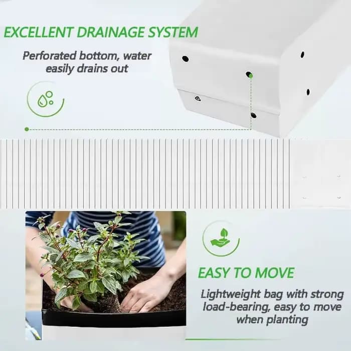 Sacs de culture PE épais de 4 tailles pour plantes, sac de semis, conteneurs de Film blanc et noir p