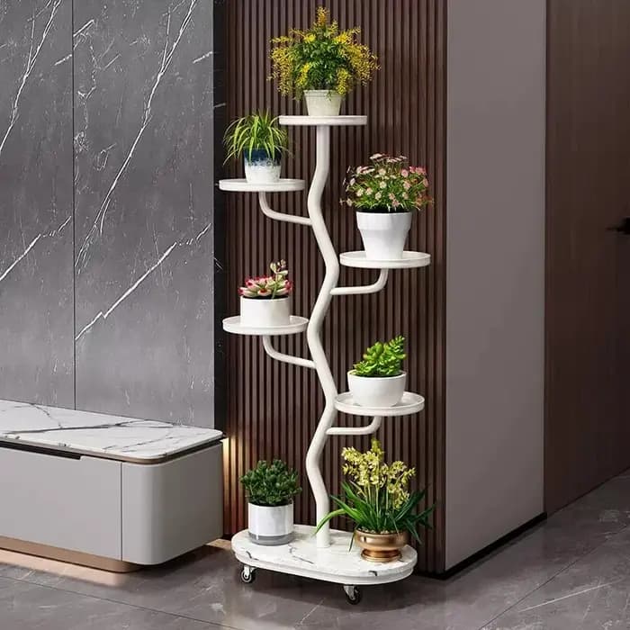 Support de plantes vertical à plusieurs niveaux en métal rond, étagère de luxe pour arbres, décoration d'intérieur et d'extérieur