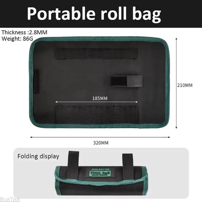 Sac à outils enroulable professionnel-organisateur en toile multi-poches pour forets et tournevis boîte