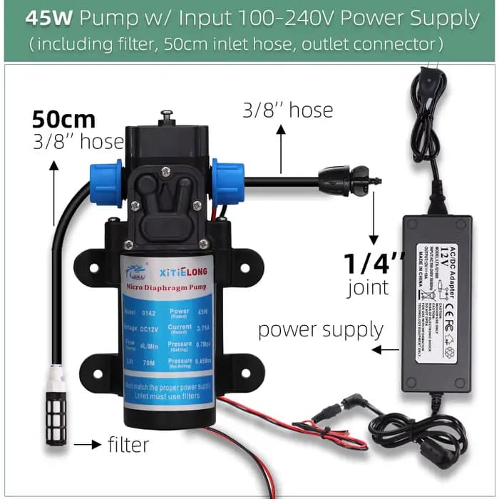 Ensemble d'arrosage de jardin 5-30 M, pompe auto-amorçante 45W, alimentation électrique prenant en c