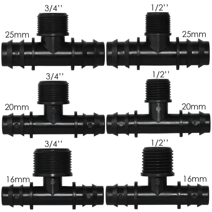 KESLA 4 pièces 1/2 "3/4" fileté 16 20 25MM PE tuyau barbe té connecteur adaptateur Tubes Joints jard