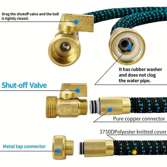 Tuyau magique extensible pour l'arrosage et le nettoyage du jardin, connecteur 3/4 ", tête d'arrosag