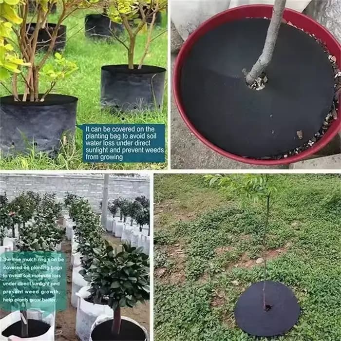 10 pièces Anneaux de paillis en tissu non tissé pour jardinage, barrière pour arbres, protection de