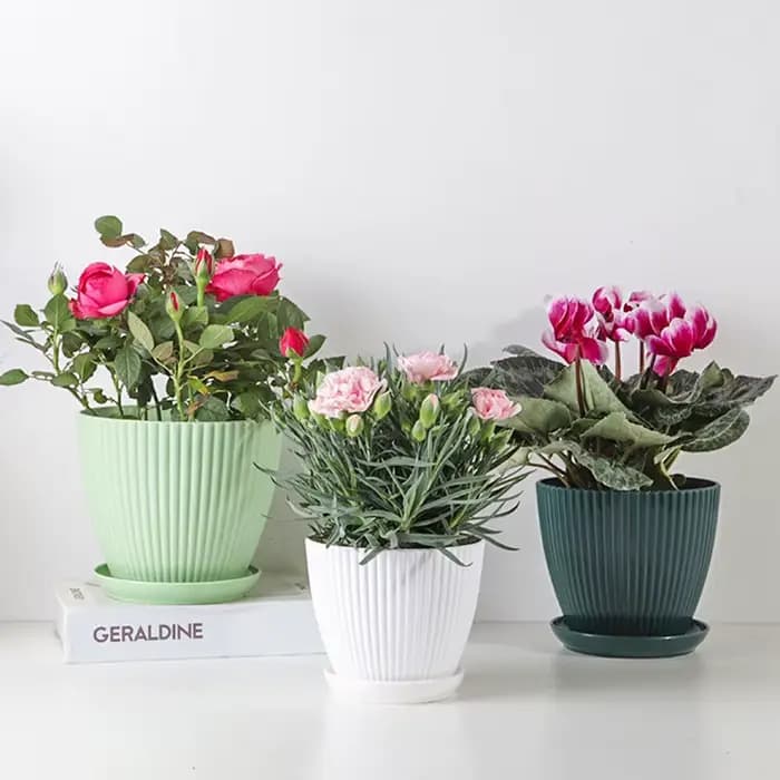 Pot de fleur rond jardinières succulentes Pot de plante avec plateau bureau balcon maison jardin décoration extérieur en Pot 5 tailles