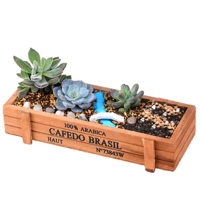 Vase rectangulaire en bois pour décoration de jardin