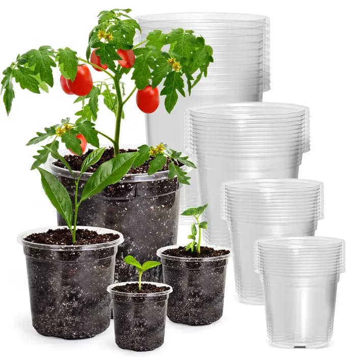 36 paquets de Pots de pépinière transparents renforcés de 6.7/5/4/3.5 pouces avec trou de Drainage