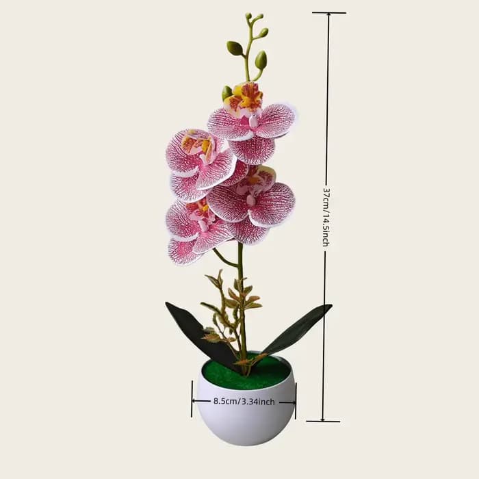 Plante en pot d'orchidée artificielle réaliste avec Pot en plastique pour la décoration de pièce maîtresse de table