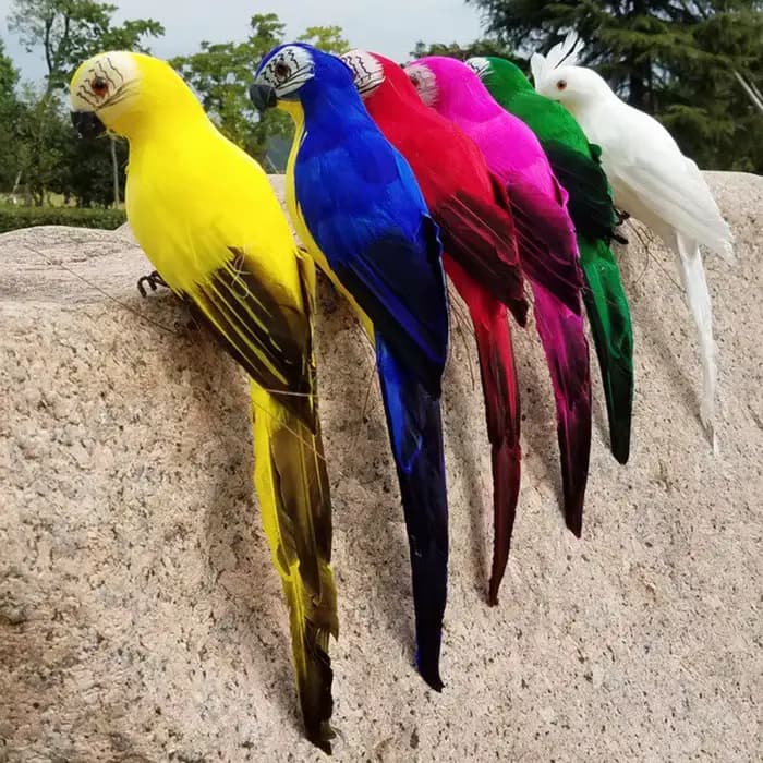 Figurine de perroquet de simulation faite à la main, ornement de pelouse créatif, plume d'oiseau ani