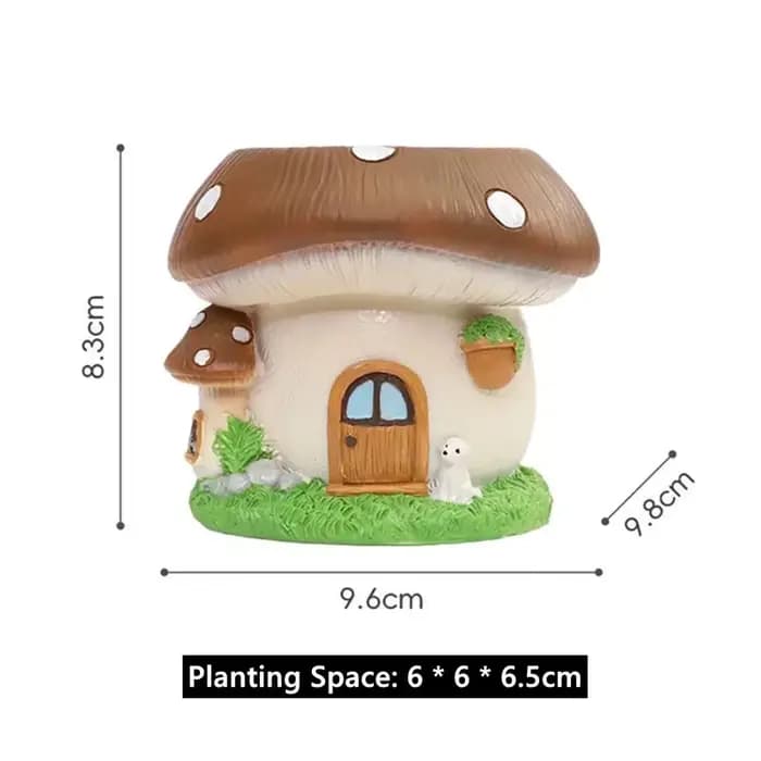 Pot de fleurs créatif style champêtre maison champignon de conte de fées, pour plantes succulentes d