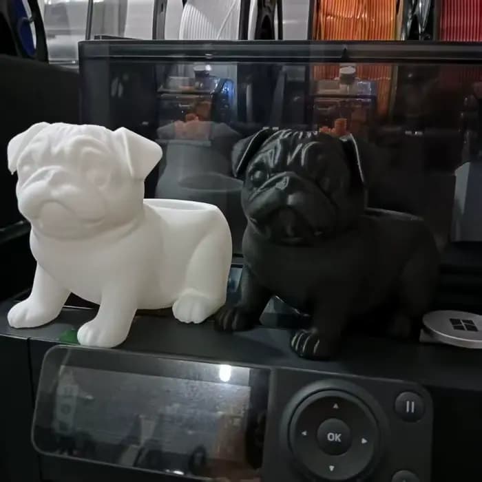 Pot de fleurs en plastique imprimé en 3D en forme de bouledogue, pot minimaliste en forme d'animal, pot de fleurs amusant fait à la main, pot de fleurs pour balcon et terrasse
