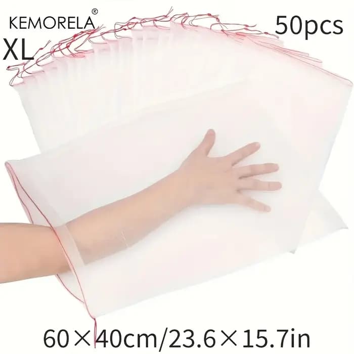 KEMORELA 50pcs Sacs de protection des fruits en maille blanche Housses non tissées durables en PP/TPE pour le contrôle