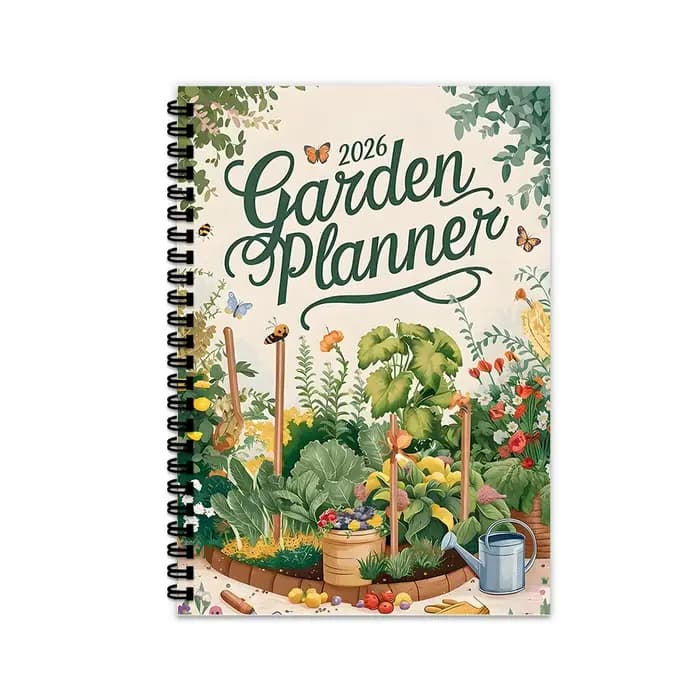 1 carnet à spirale, agenda de jardinage 2026 sur le thème du jardin potager, pour la planification des jardinières extérieures et des récoltes