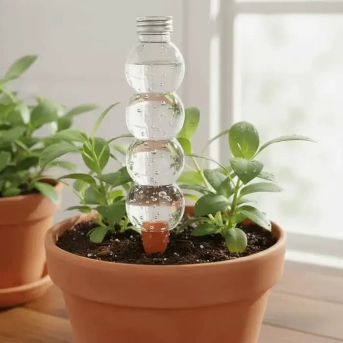 Dispositif d'arrosage automatique transparent en forme de gourde allongée