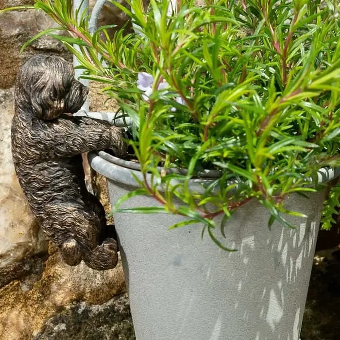 Paysage de chien plantes en pot pendentif jardin extérieur résine artisanat