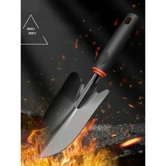 XMSJ Pelle de jardinage en métal durable avec poignée noire ergonomique et accents orange – Parfaite pour la plantation de fleurs et de légumes