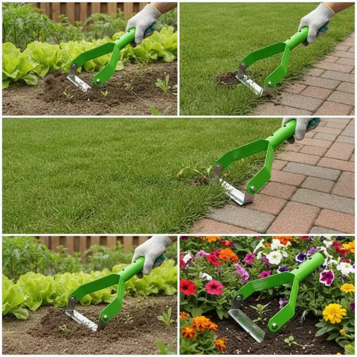 Houe de jardin robuste en acier au carbone, houe à boucle efficace pour le désherbage et le jardinage
