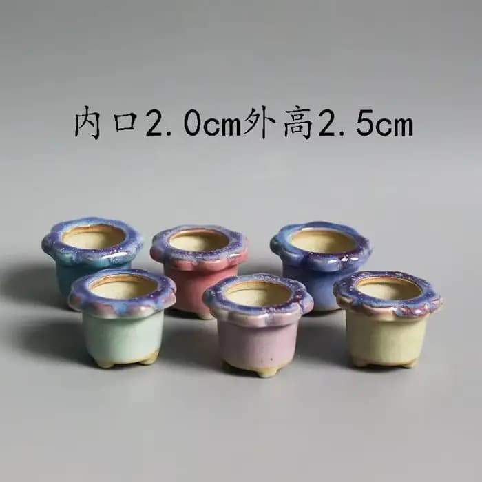 Mini pot de fleurs charnu semi-glaçure avec trou, poterie grossière, poche, plante verte, décoration